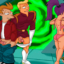 Zapp, Leela and Fry from Futurama in a steamy threesome